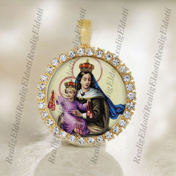Our Lady of Mount Carmel Religious Christian Catholic Gold Medal Pendant Jewelry