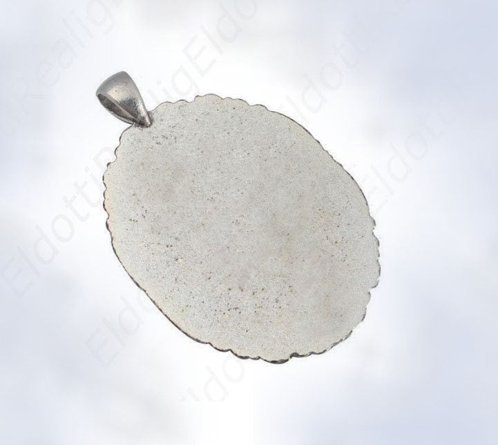 Pregnant Virgin Mary Catholic Christian Medal Silvertone Large Pendant