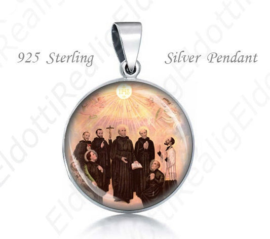 St Isaac Jogues, John De Brebeuf and Companions Religious Christian 925 Silver Medal Round Pendant 20mm Jewelry for Necklace