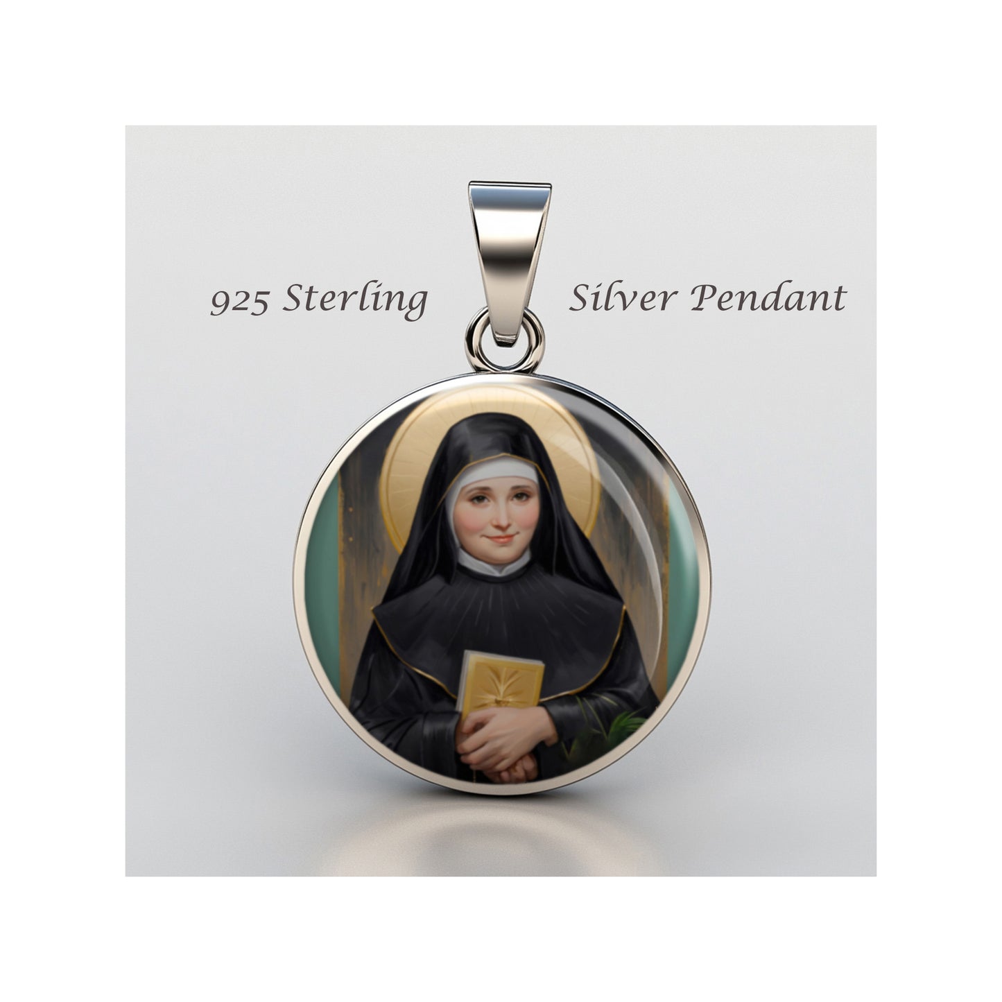 Saint Faustine Kowalska Catholic sterling silver 925 Christian Medal Patron image 0
