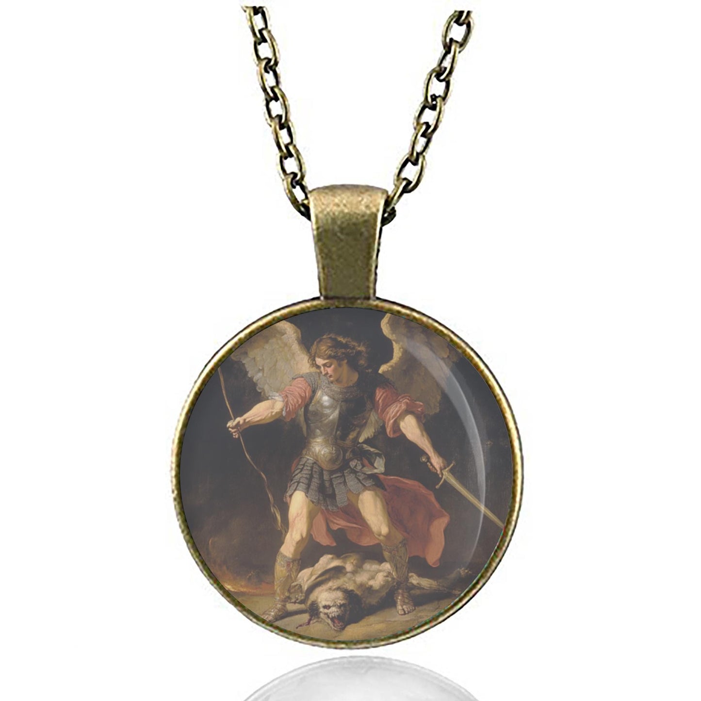 Saint Michael the Archangel and Demon Necklace Pendant