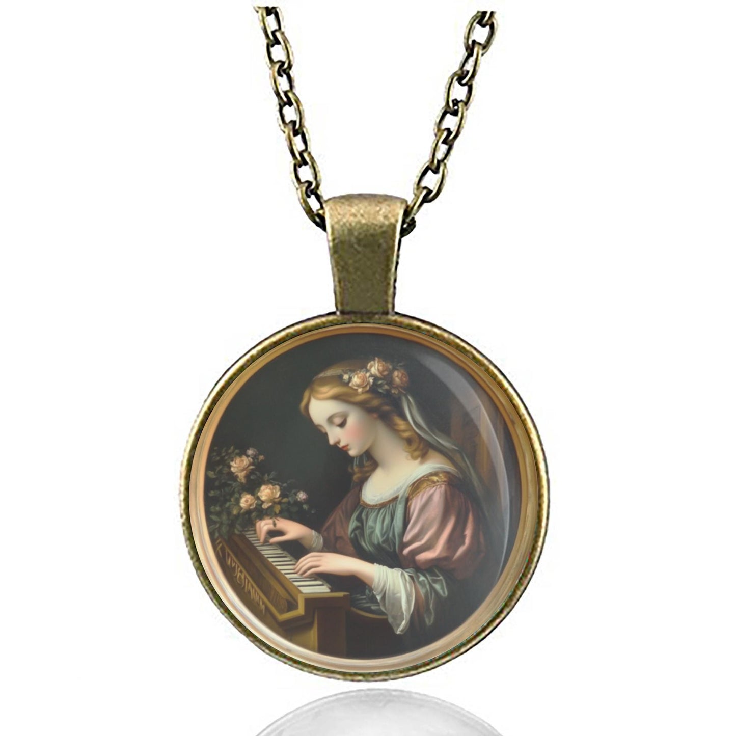 St. Cecilia Medal Pendant Christian Religious Jewelry Necklace