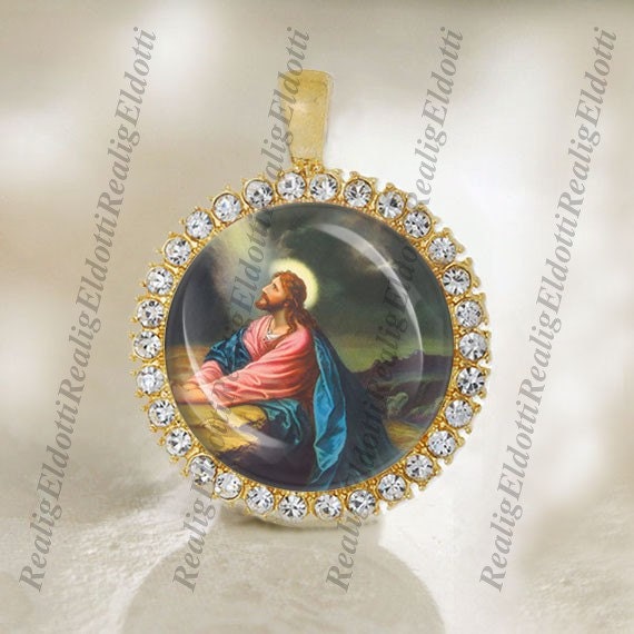 Jesus Praying to God the Father in Gethsemane Catholic Gold Tone Religious Medal