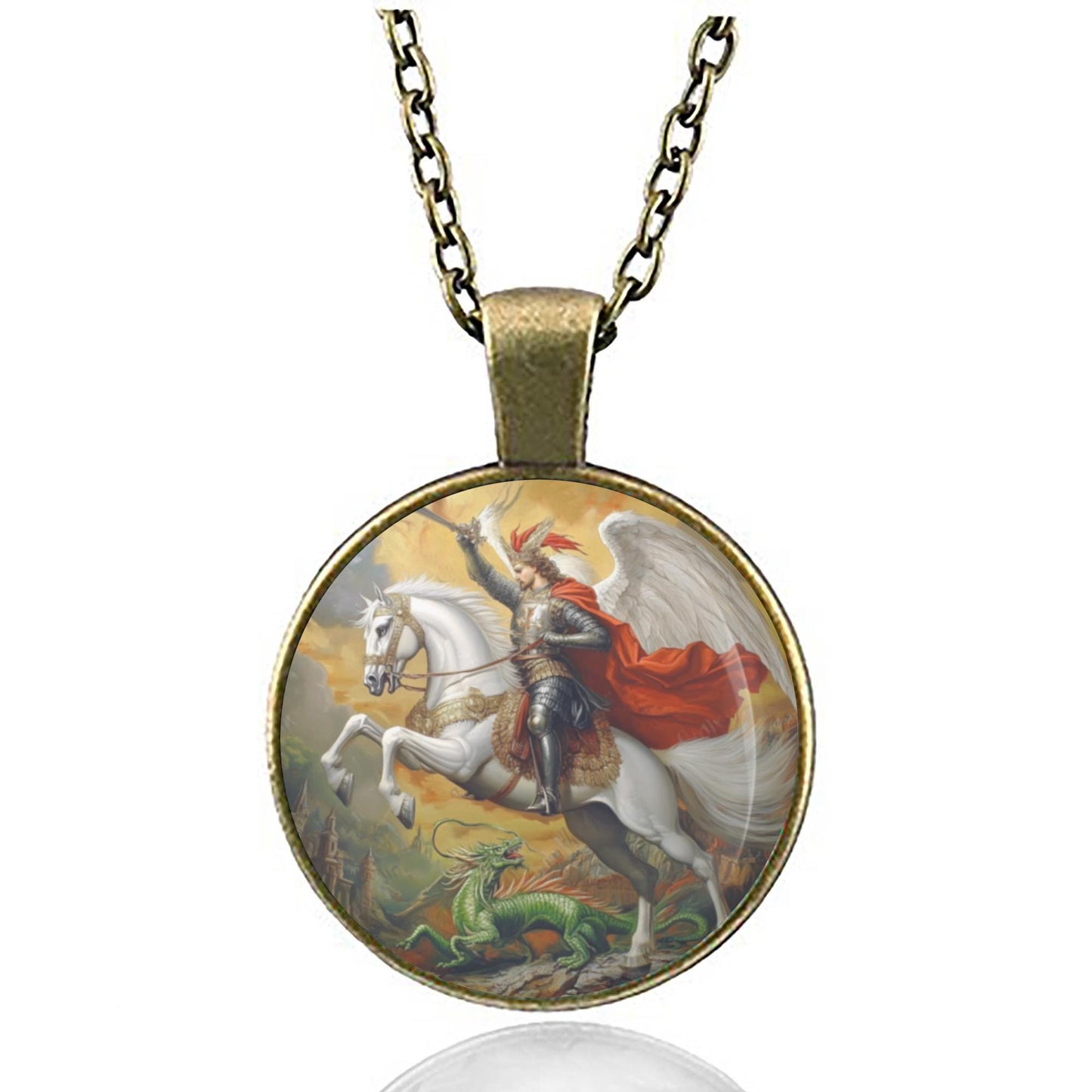 St George Necklace Patron Saint of England Medal Pendant Necklace