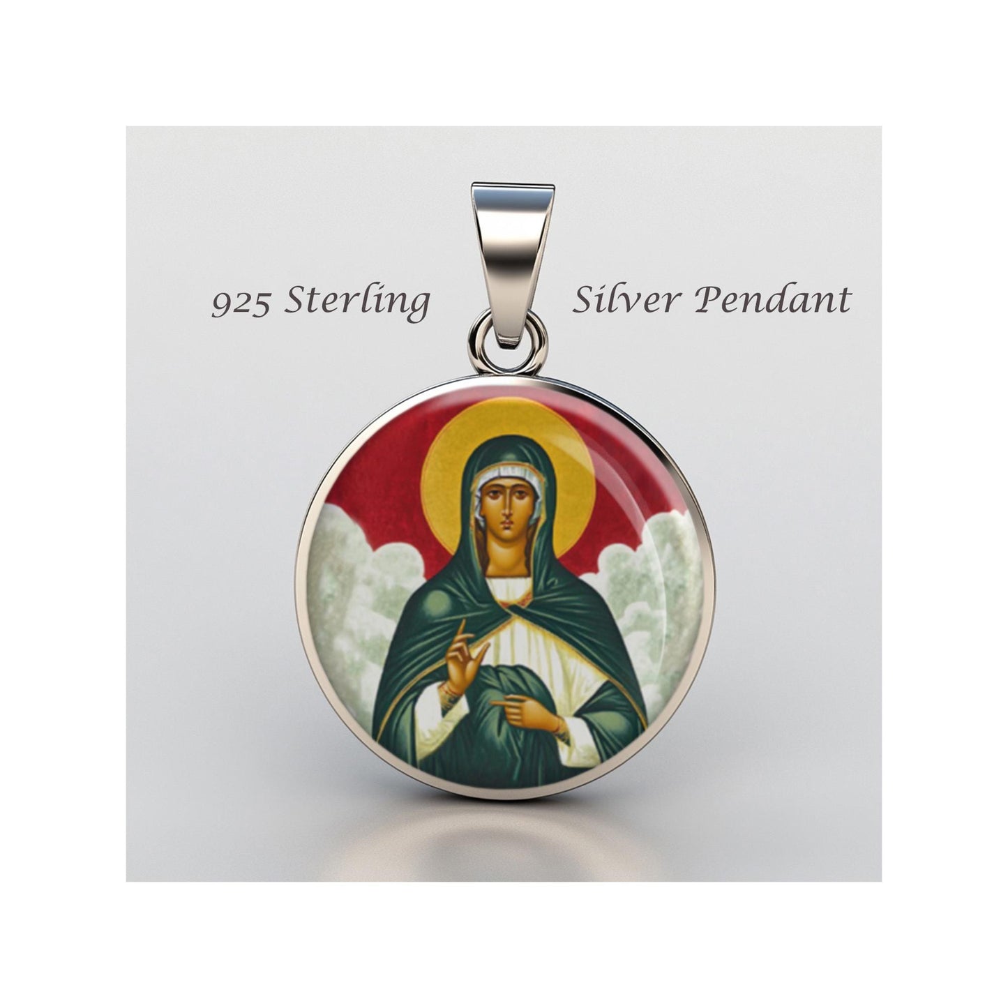 Saint Thais Religious Christian sterling silver 925 Christian Medal Patron Pendant