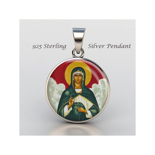 Saint Thais Religious Christian sterling silver 925 Christian Medal Patron Pendant