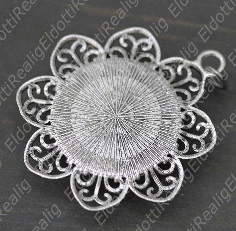 St Rafqa Rafka Pendant Flower Shaped Silver Tone Catholic Jewelry