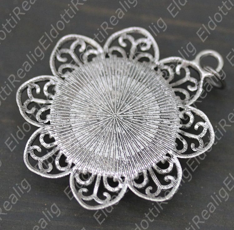 St Nicholas of Myra Medal Catholic Christian Flower Shaped Silver Tone Jewelry