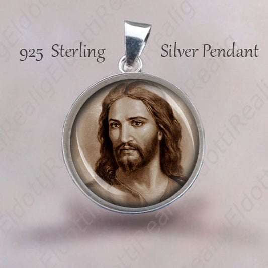 Religious Christian Necklace. Jesus Christ Religious Pendant. Sterling Silver 925 Medal