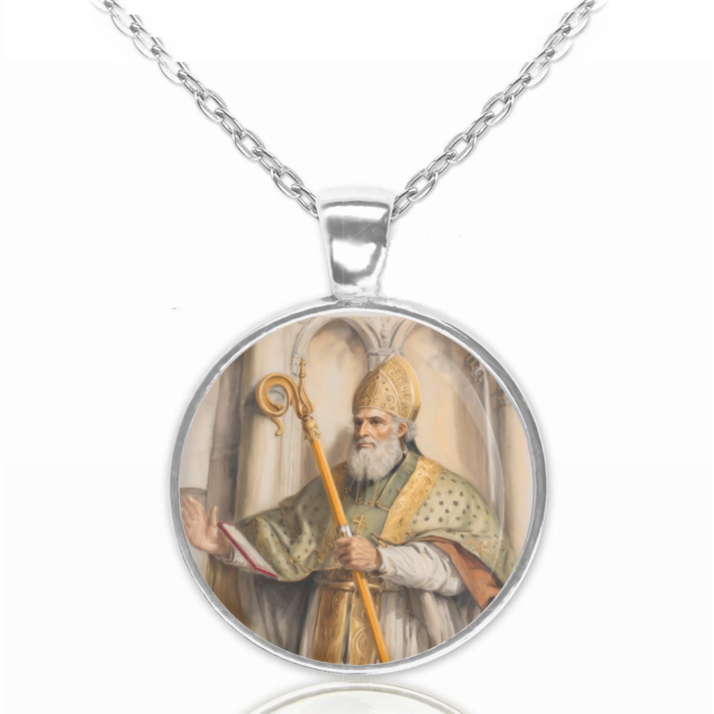 St. Leodegar Catholic Necklace Patron Saint Pendant