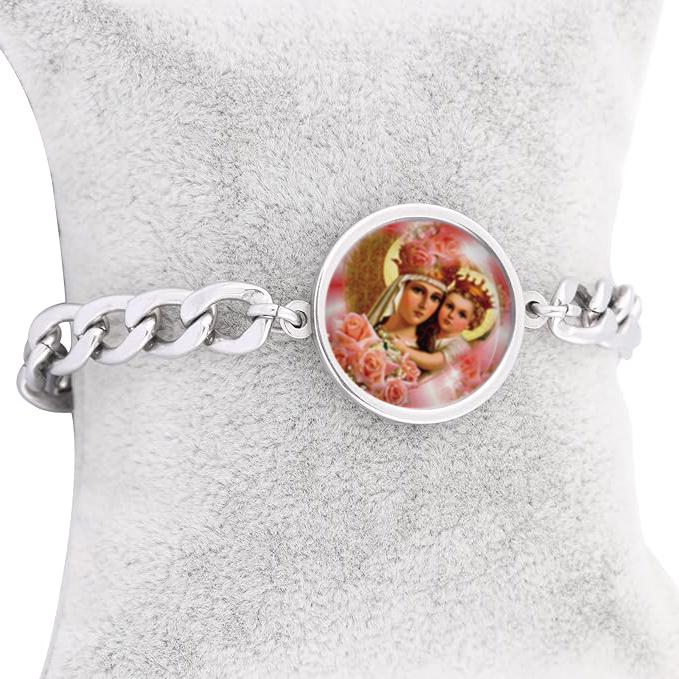 Our Lady Mary with Baby Jesus Bracelet Gold or Silver tone Religious Jewelry Simple Chain