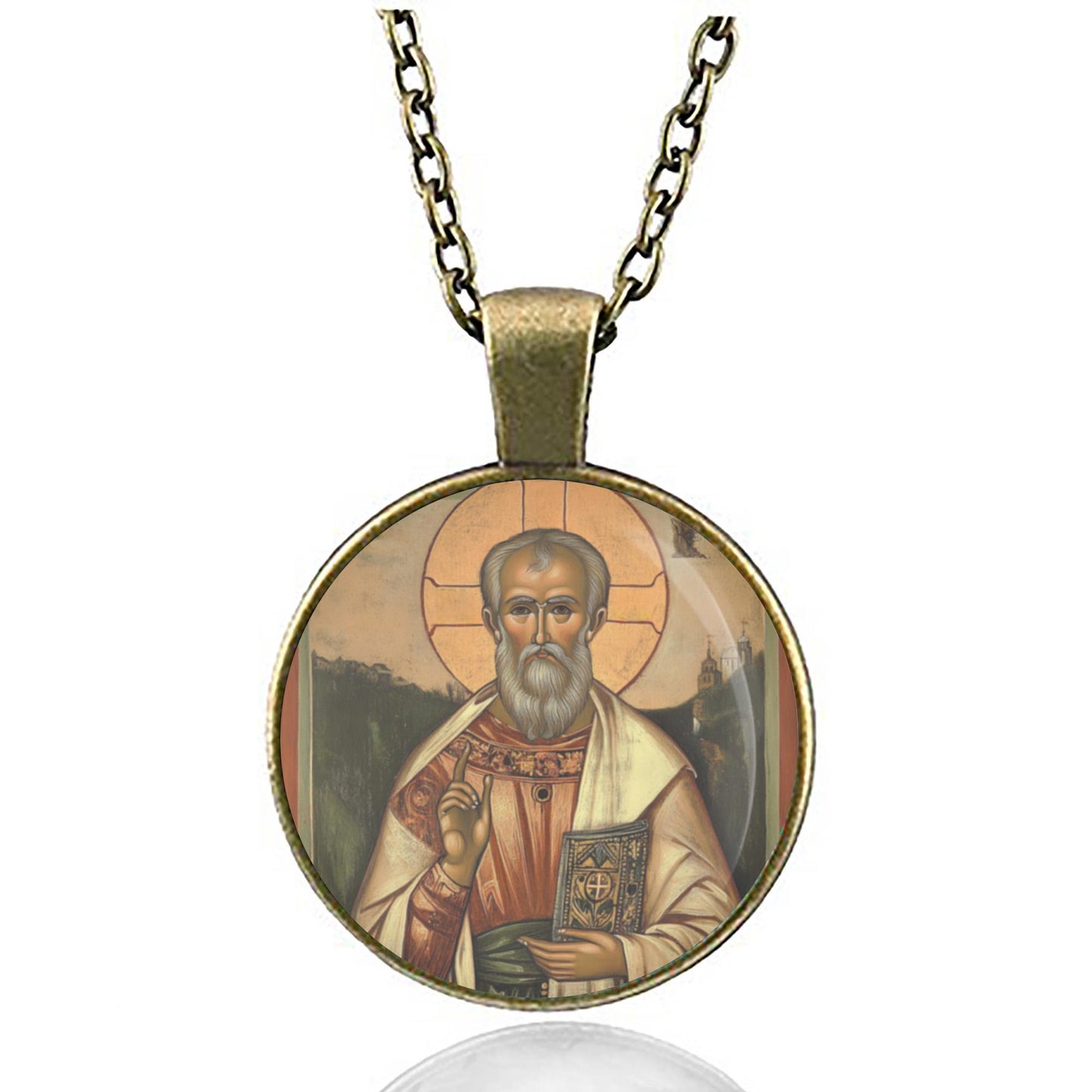 St. Kevin Necklace Christian Medal Pendant Patron Saint Religious Jewelry