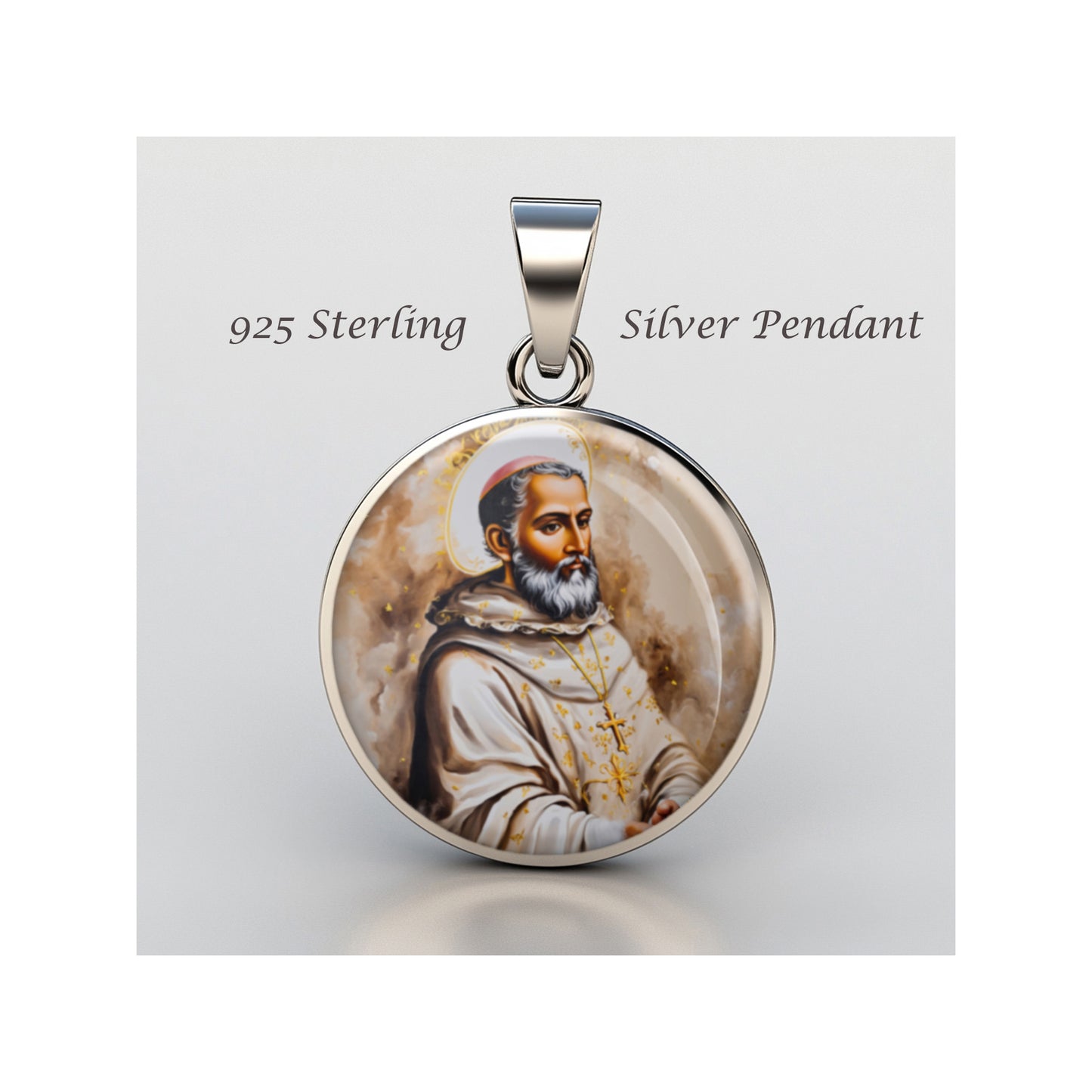 Saint Ezekiel Moreno Catholic sterling silver 925 Christian Medal Patron Pendant image 0
