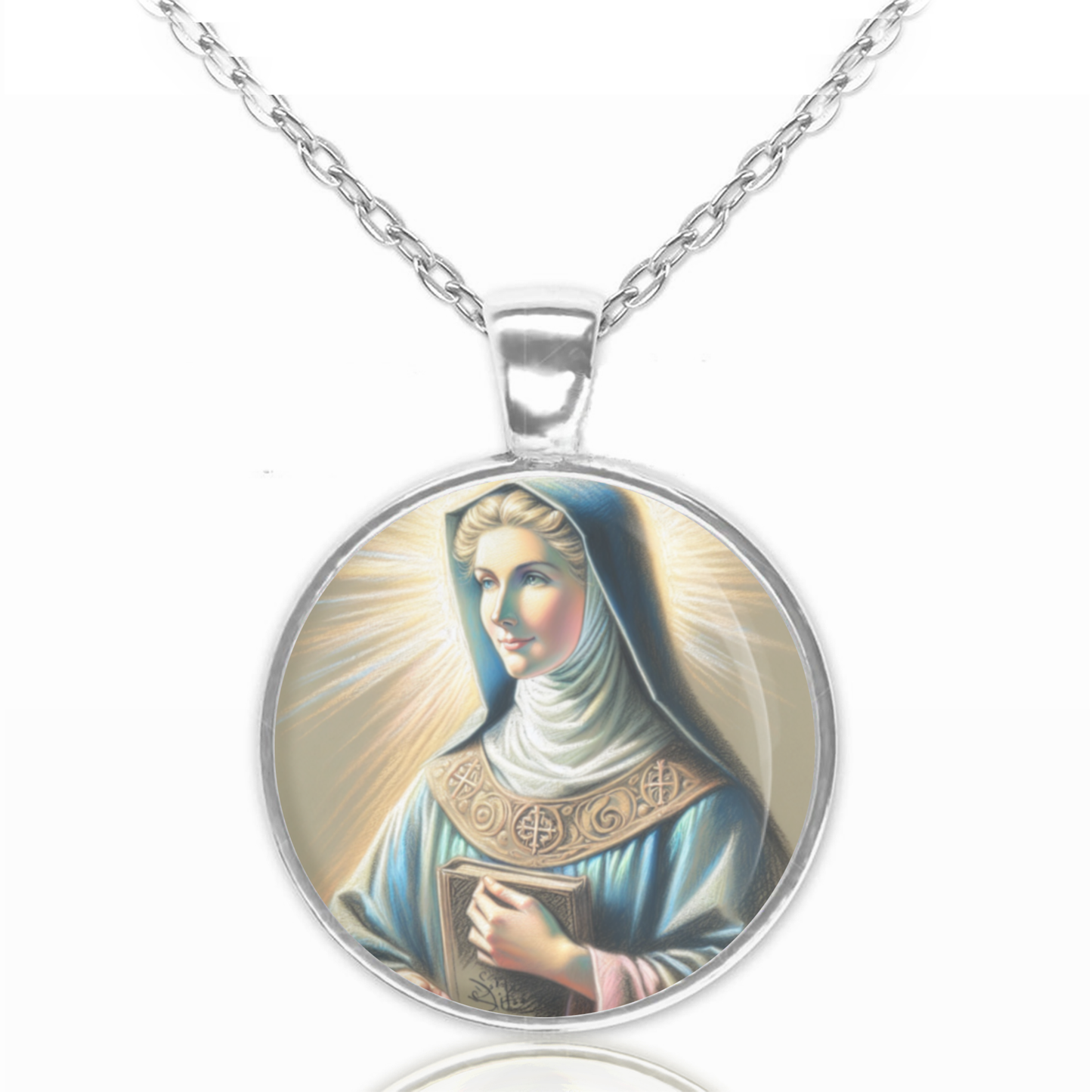 St. Virginia Centurione Bracelli Necklace Catholic Saint Pendant Medal image 0