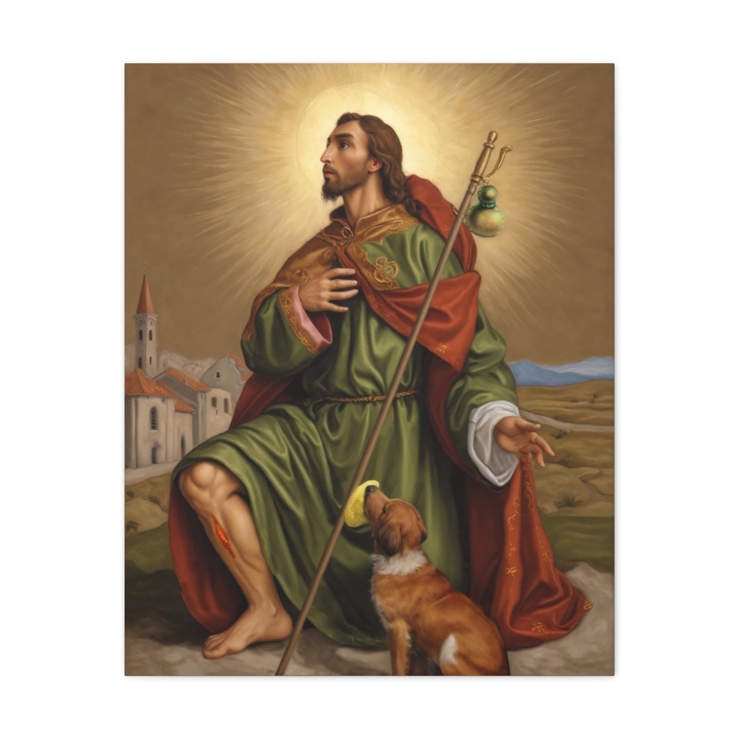 Ready To Hang - St. Roch Rocco Catholic Canvas Wall Art, Christian Decor