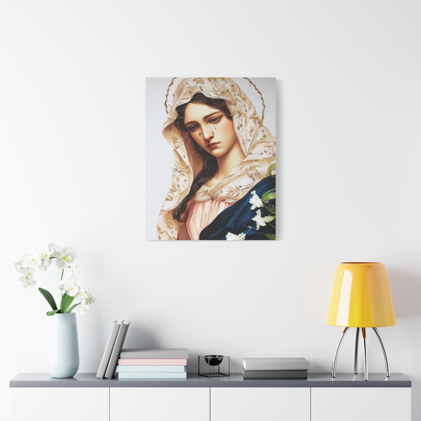 Ready to Hang - Our Lady Tears Catholic Canvas Wall Art, Christian Decor