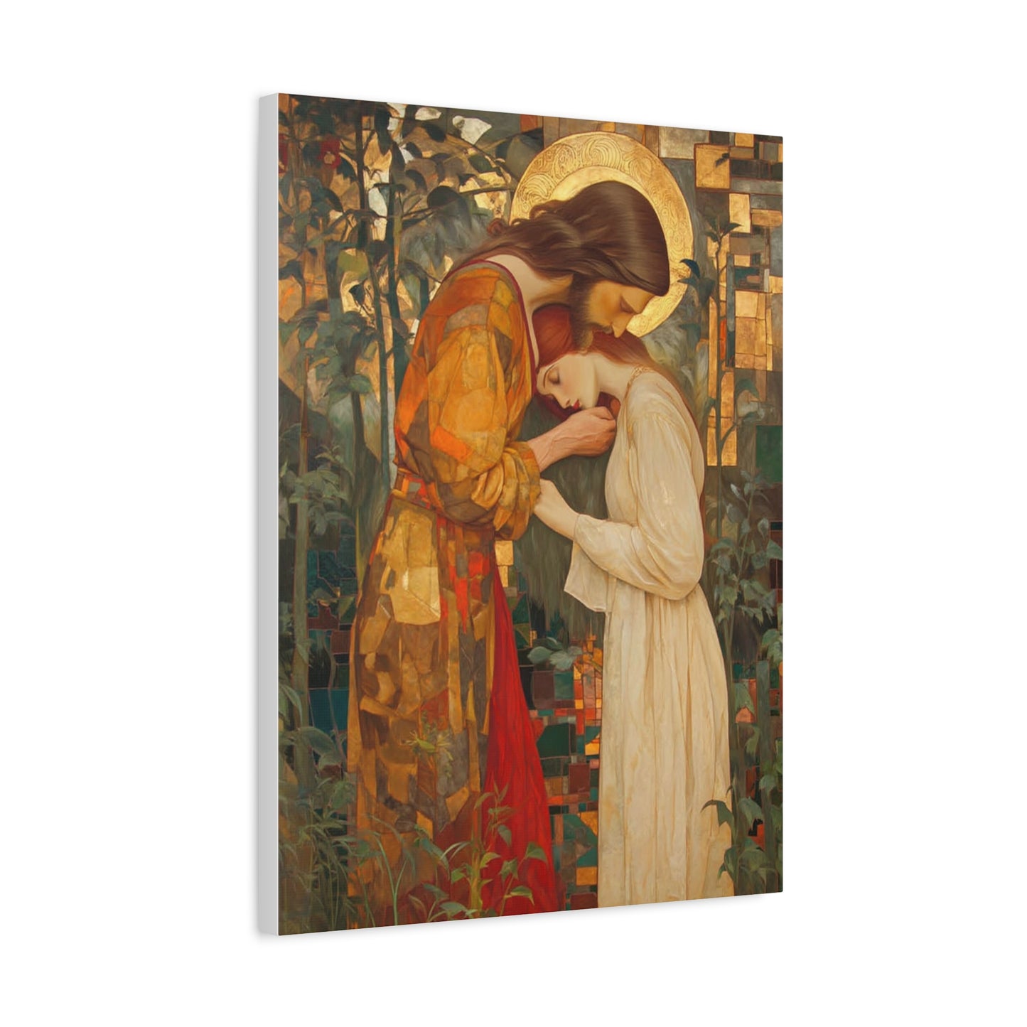 Healing Love - Christ Embracing Mary Magdalene Catholic Canvas Wall Art, Christian Decor