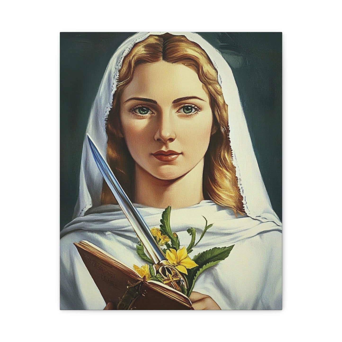 St. Dymphna Catholic Canvas Wall Art, Christian Decor