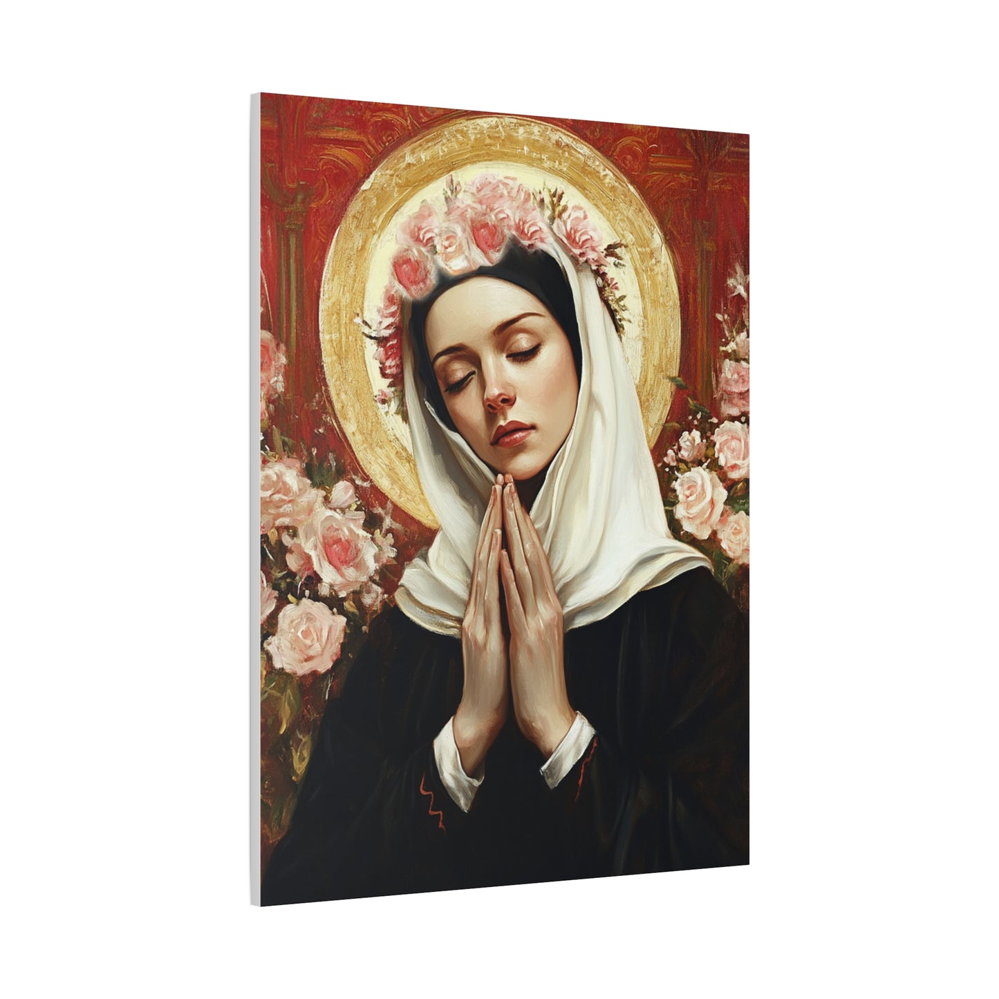 Ready To Hang - St. Rose of Lima Roses Catholic Canvas Wall Art, Christian Decor