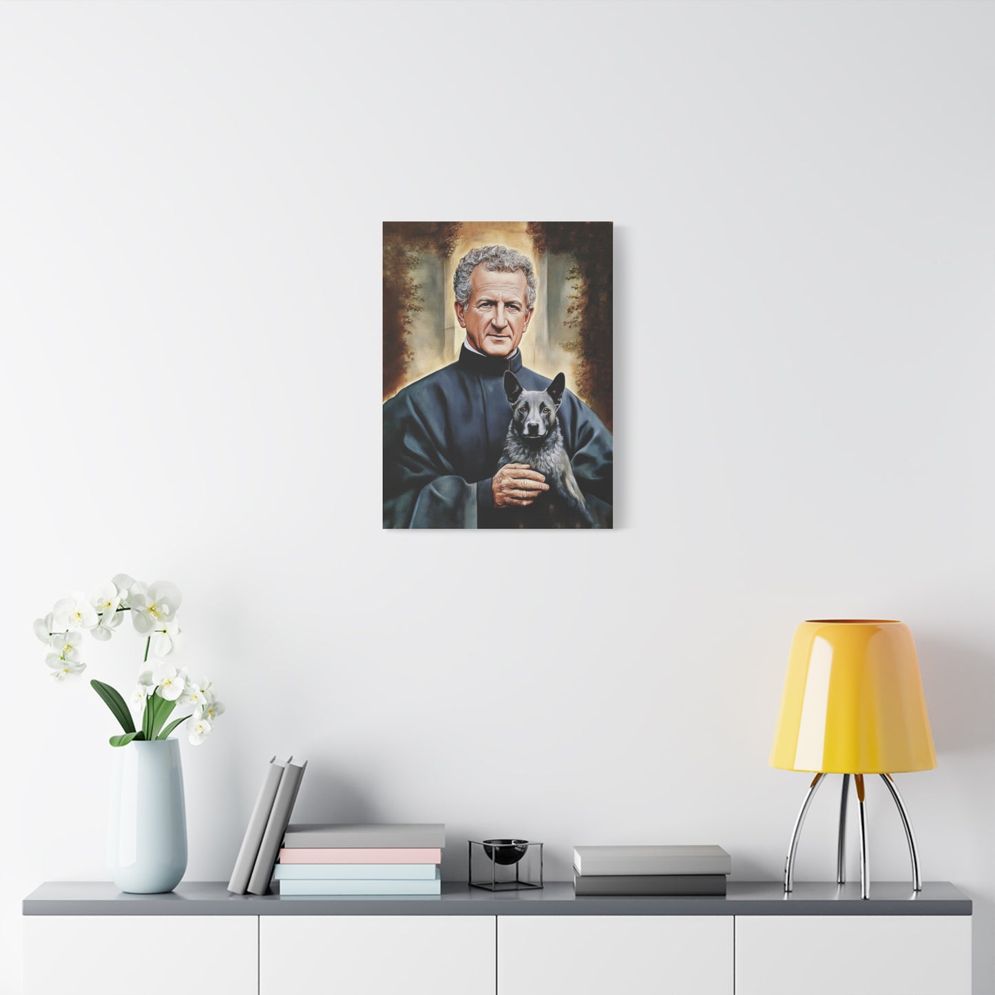 St. John Bosco and Grigio Catholic Canvas Wall Art, Christian Decor