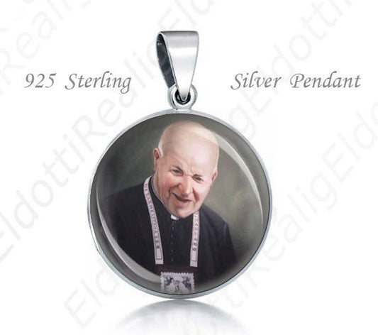 St George Preca Roman Religious Christian Priest Religious Christian 925 Silver Medal Round Pendant 20mm Jewelry for Necklace