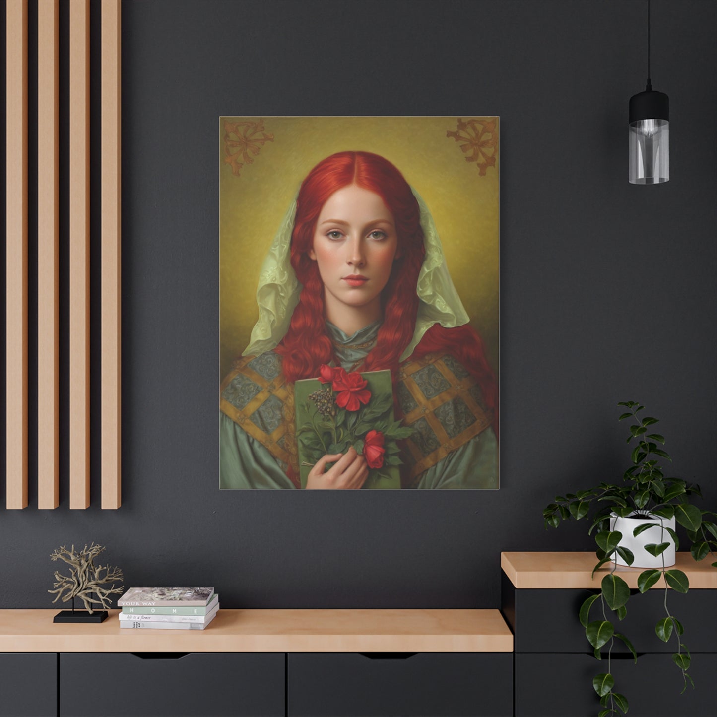 St. Dymphna Catholic Canvas Wall Art, Christian Decor