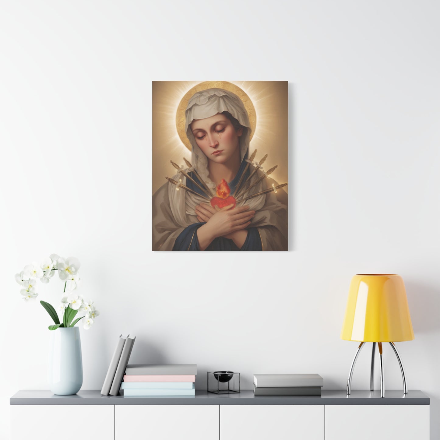 Ready to Hang - Mary Our Lady Of Sorrows Catholic Canvas Wall Art, Christian Decor