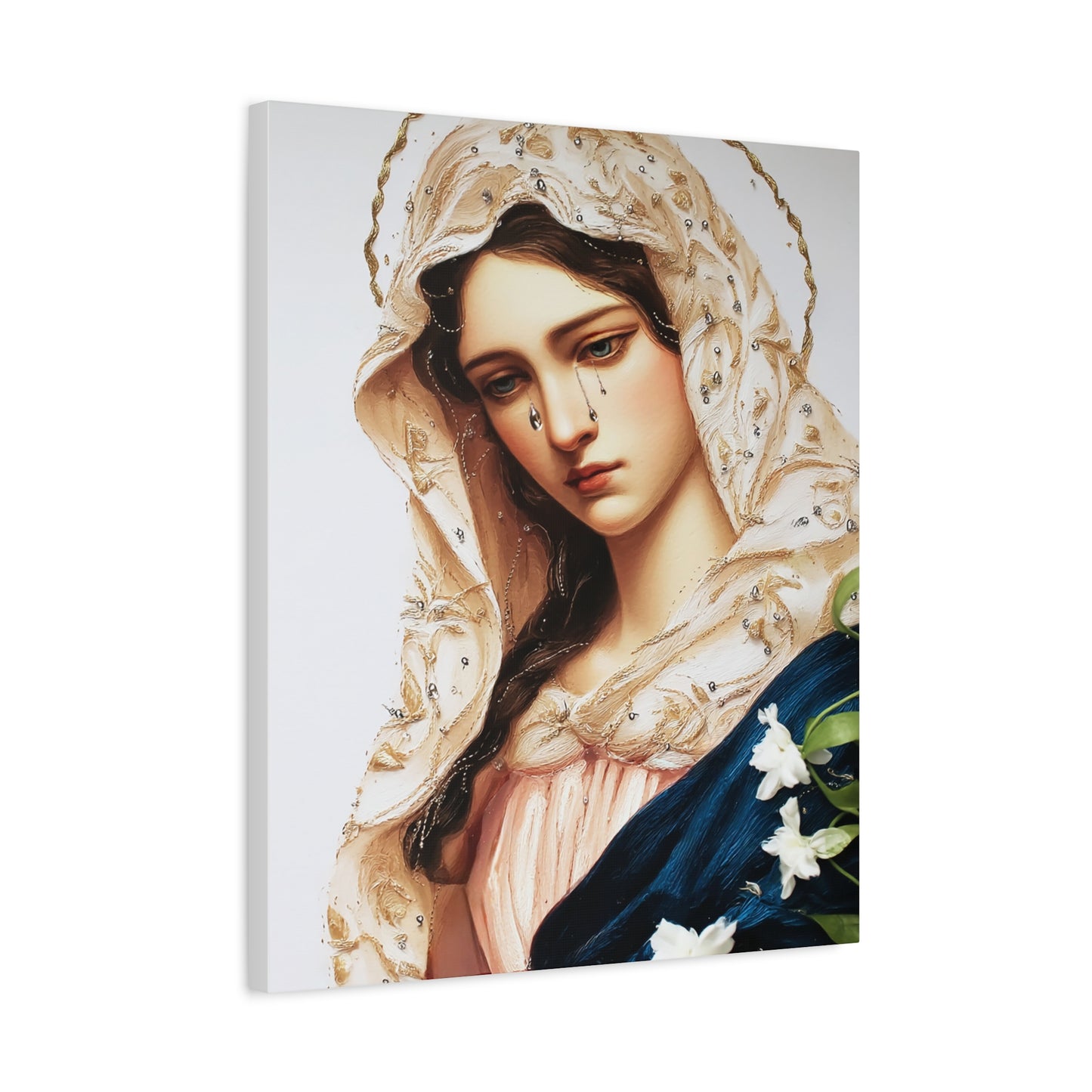 Ready to Hang - Our Lady Tears Catholic Canvas Wall Art, Christian Decor