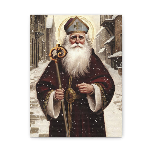 St. Nicholas of Bari Religious Canvas Wall Art, Christian Decor