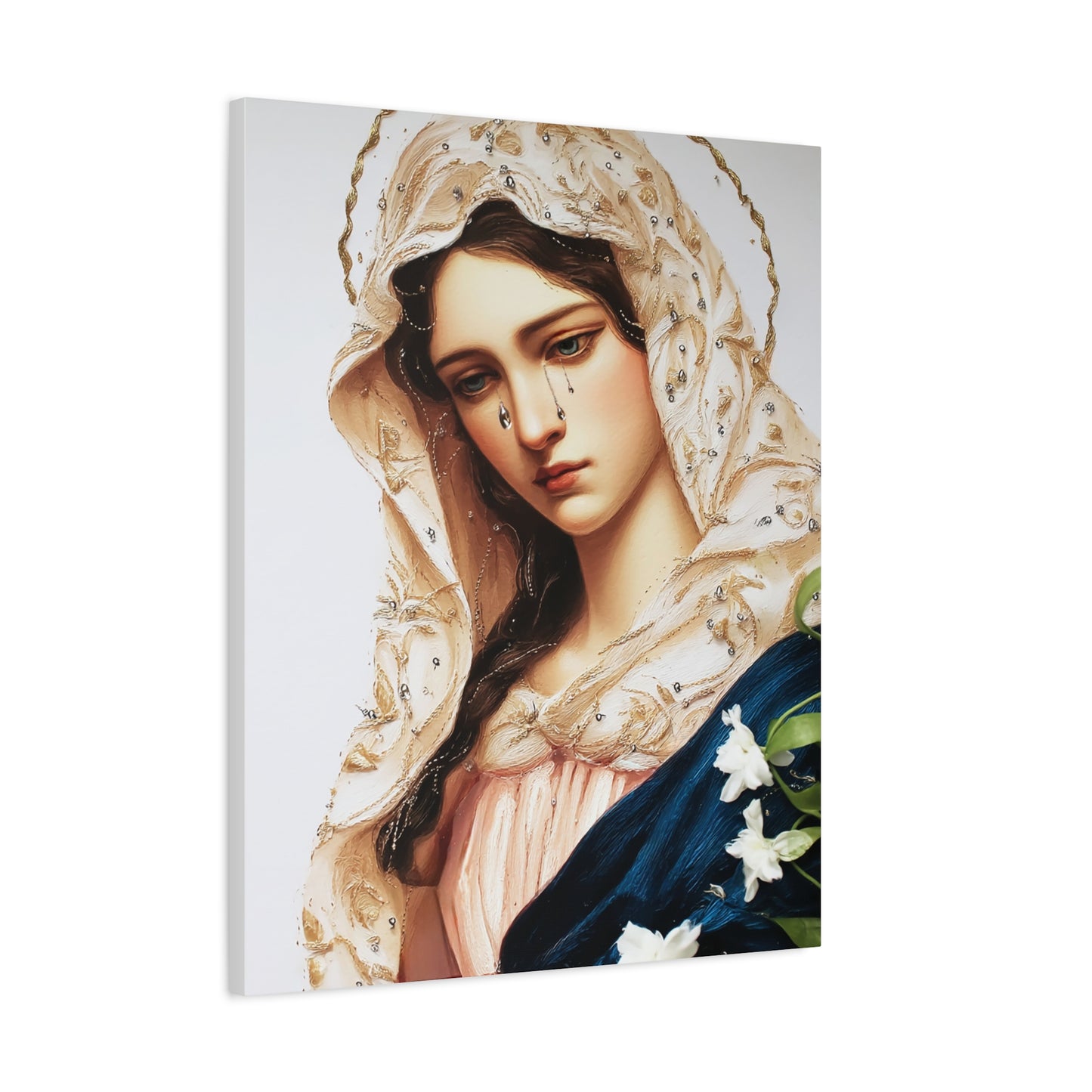 Ready to Hang - Our Lady Tears Catholic Canvas Wall Art, Christian Decor
