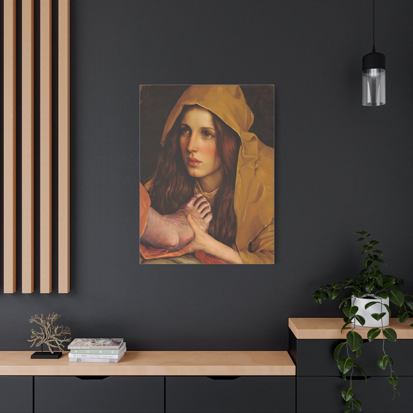 St. Mary Magdalene Anointing Jesus Feet Catholic Canvas Wall Art, Christian Decor