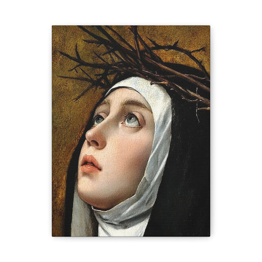 St. Catherine of Siena with Thorns Catholic Canvas Wall Art, Christian Decor