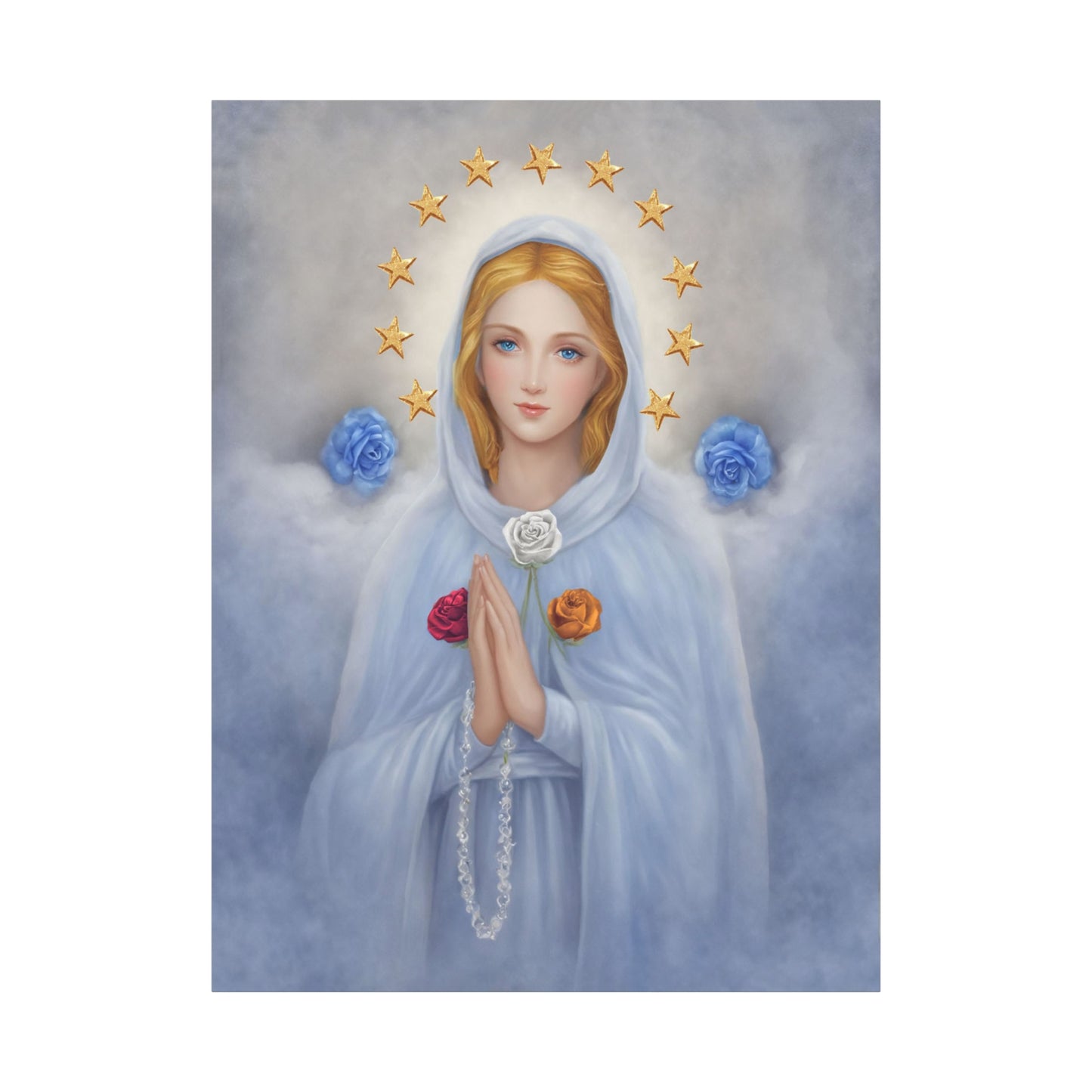 Rosa Mystica Mary Catholic Canvas Wall Art, Christian Decor
