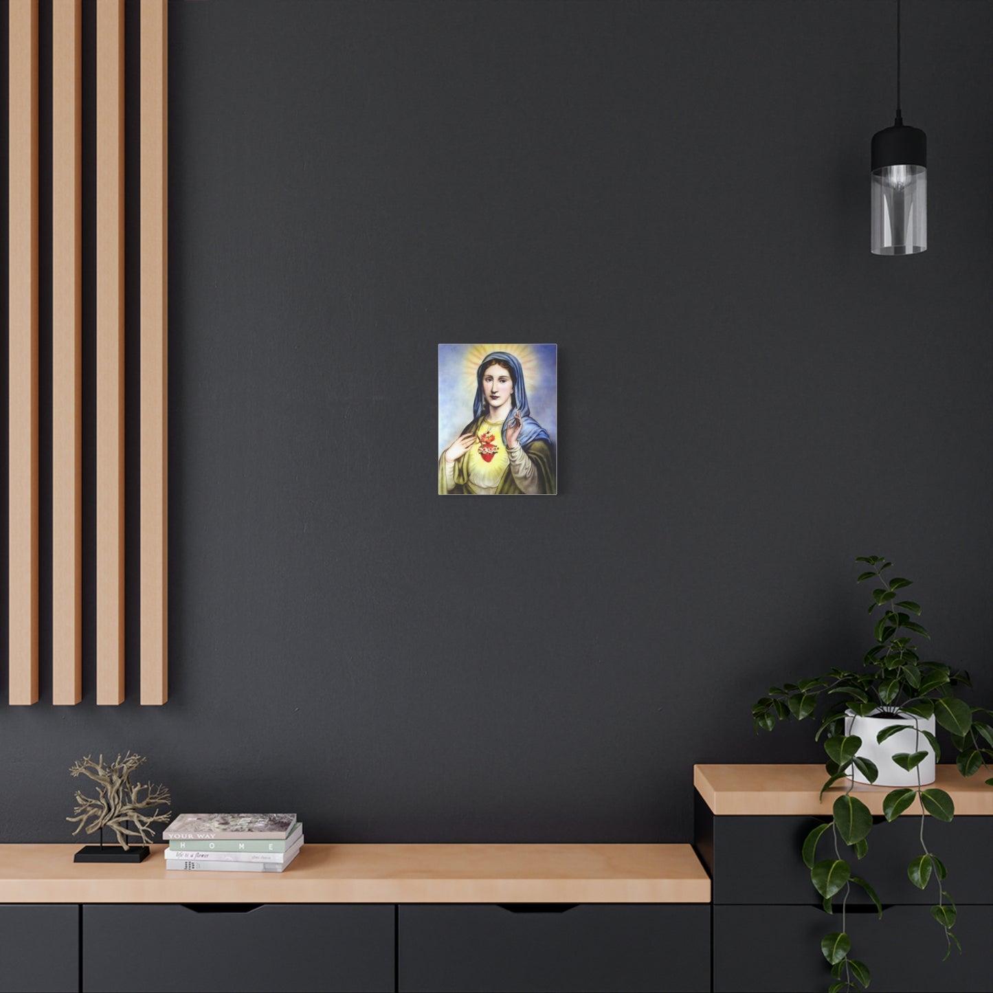 Ready to Hang - Immaculate Heart Virgin Mary Catholic Canvas Wall Art, Christian Decor