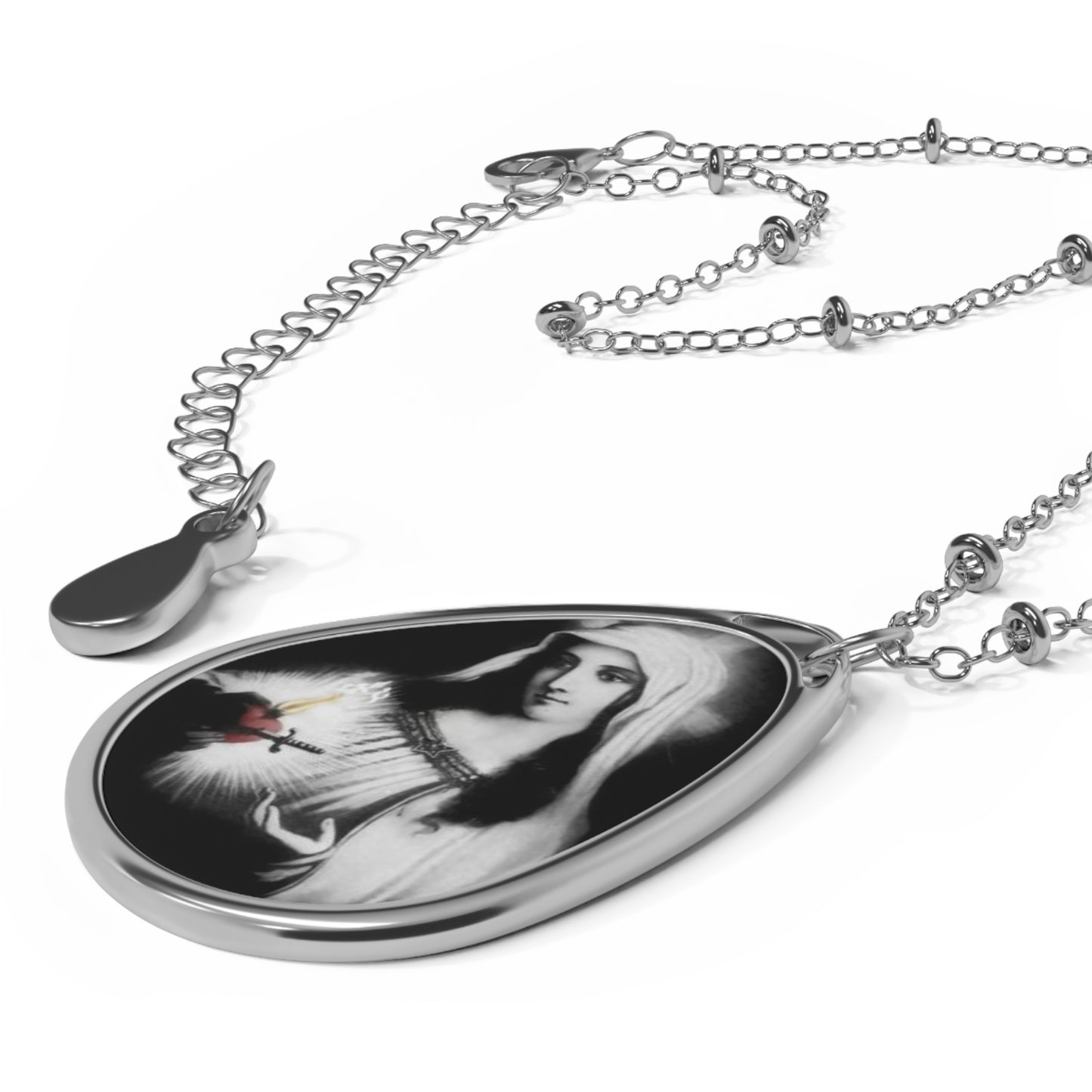 Virgin Mary Holds Her Immaculate Heart Catholic Necklace Drop Pendant
