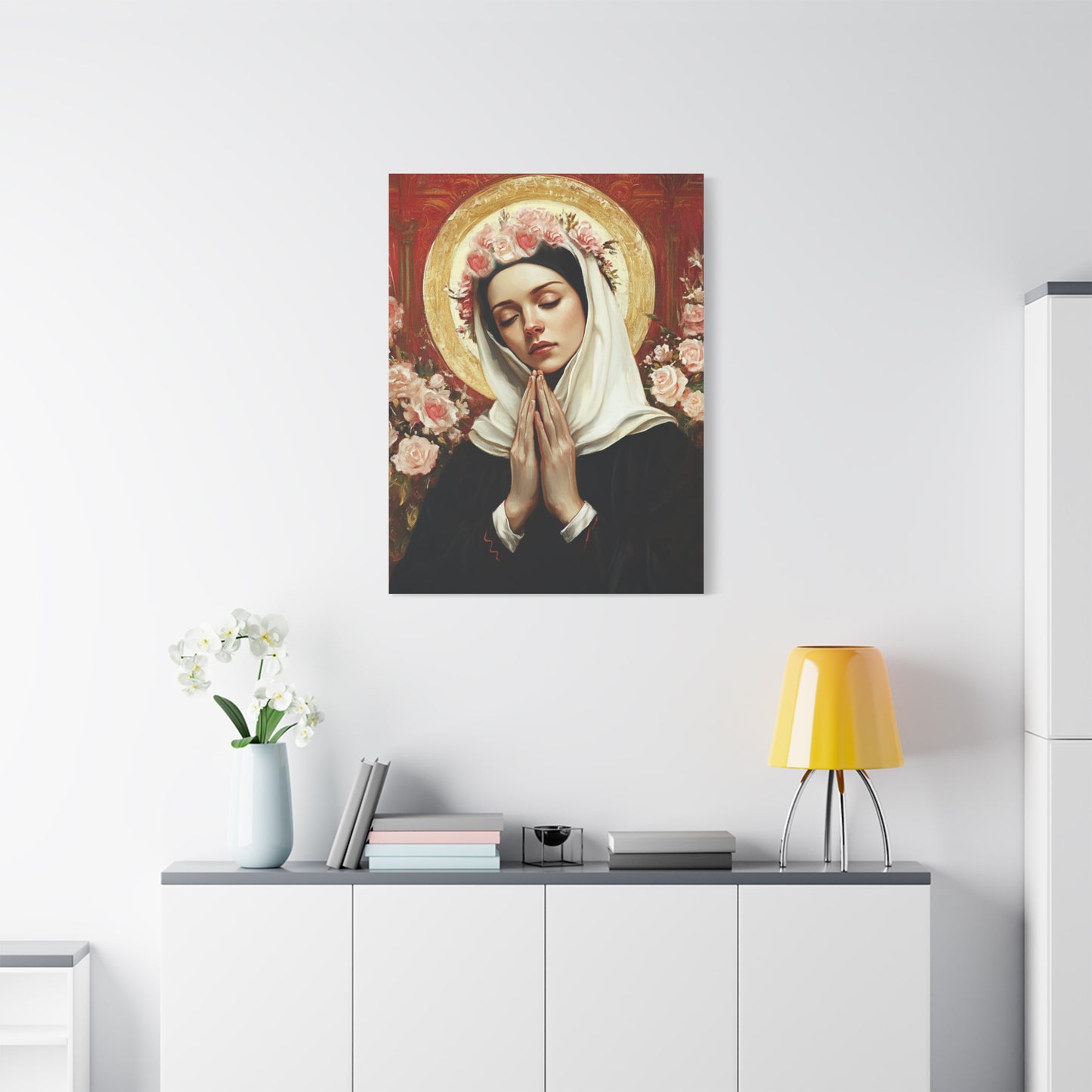 Ready To Hang - St. Rose of Lima Roses Catholic Canvas Wall Art, Christian Decor