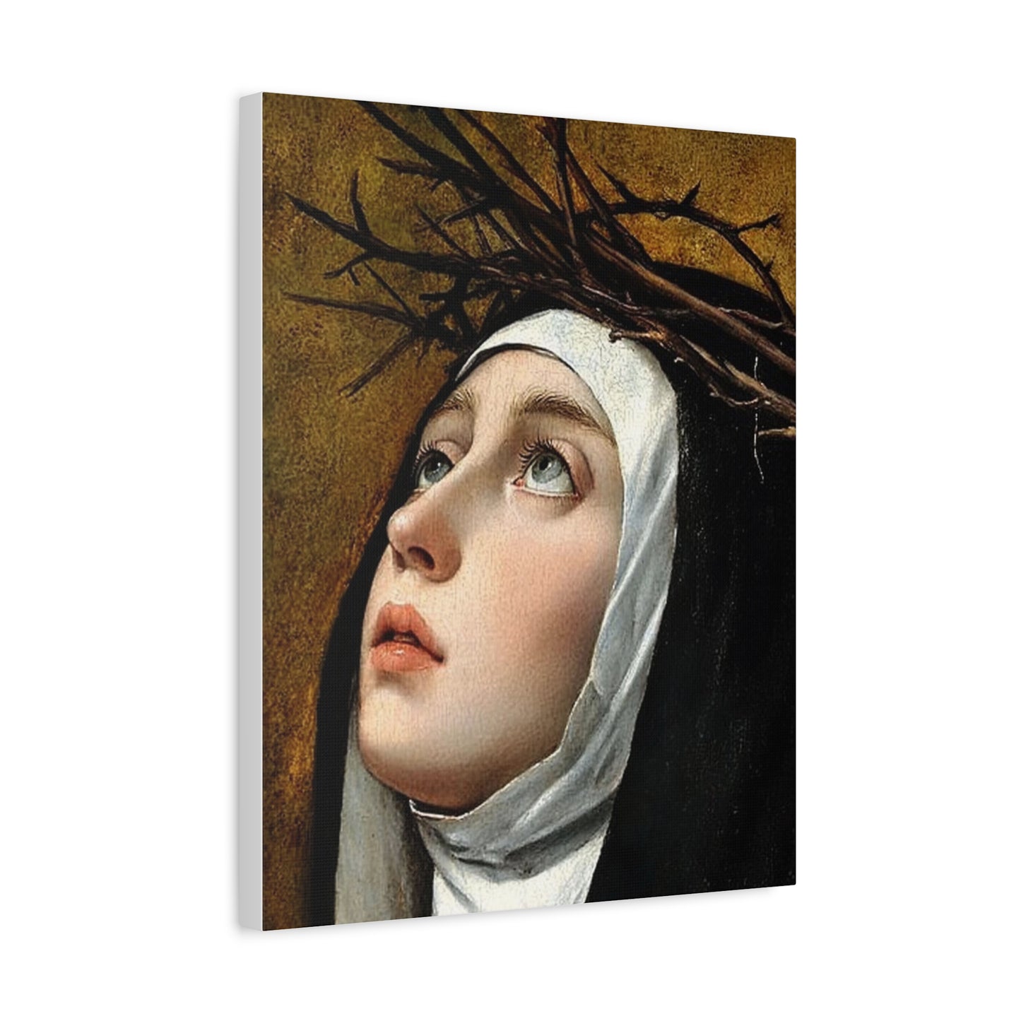 St. Catherine of Siena with Thorns Catholic Canvas Wall Art, Christian Decor