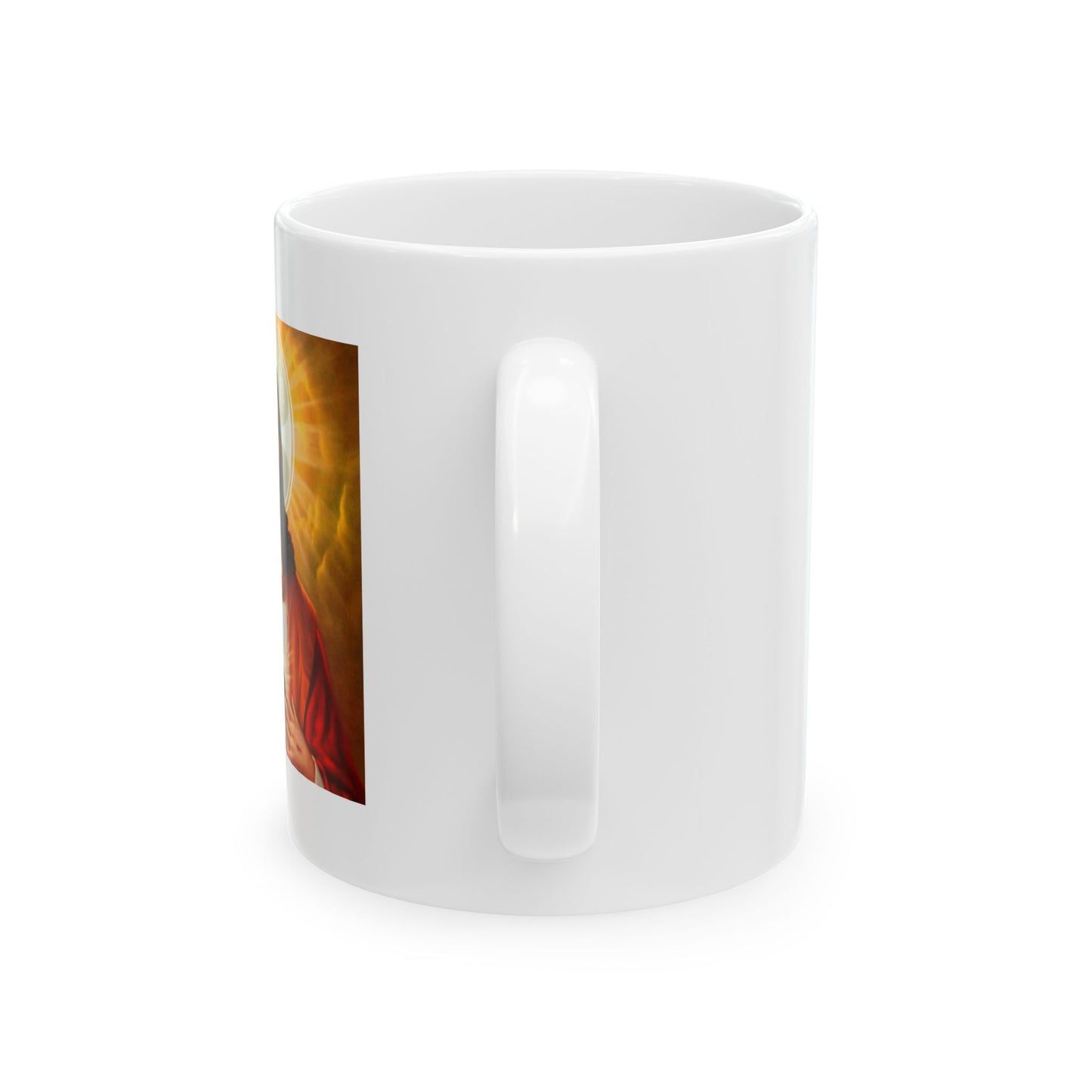 Ceramic Mug, Sacred Heart Design, Religious Coffee Cup, 11oz 15oz Gift for Devout Christians, Catholic Mother's Day Present, Christian Mug