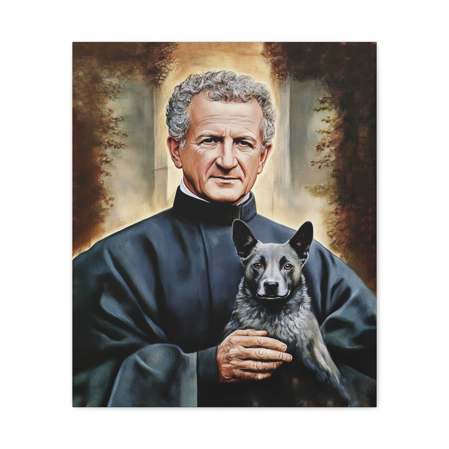 St. John Bosco and Grigio Catholic Canvas Wall Art, Christian Decor