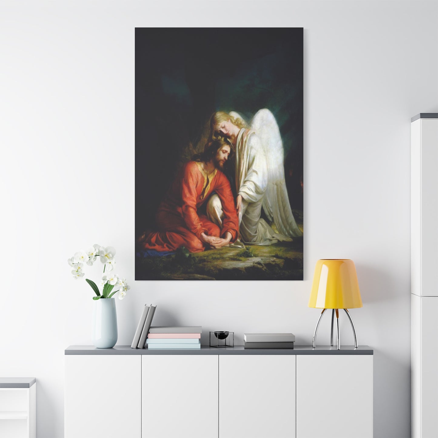 Ready To Hang - Bloch Gethsemane Jesus and Angel Praying - Agony in the Garden Catholic Canvas Wall Art, Christian Decor