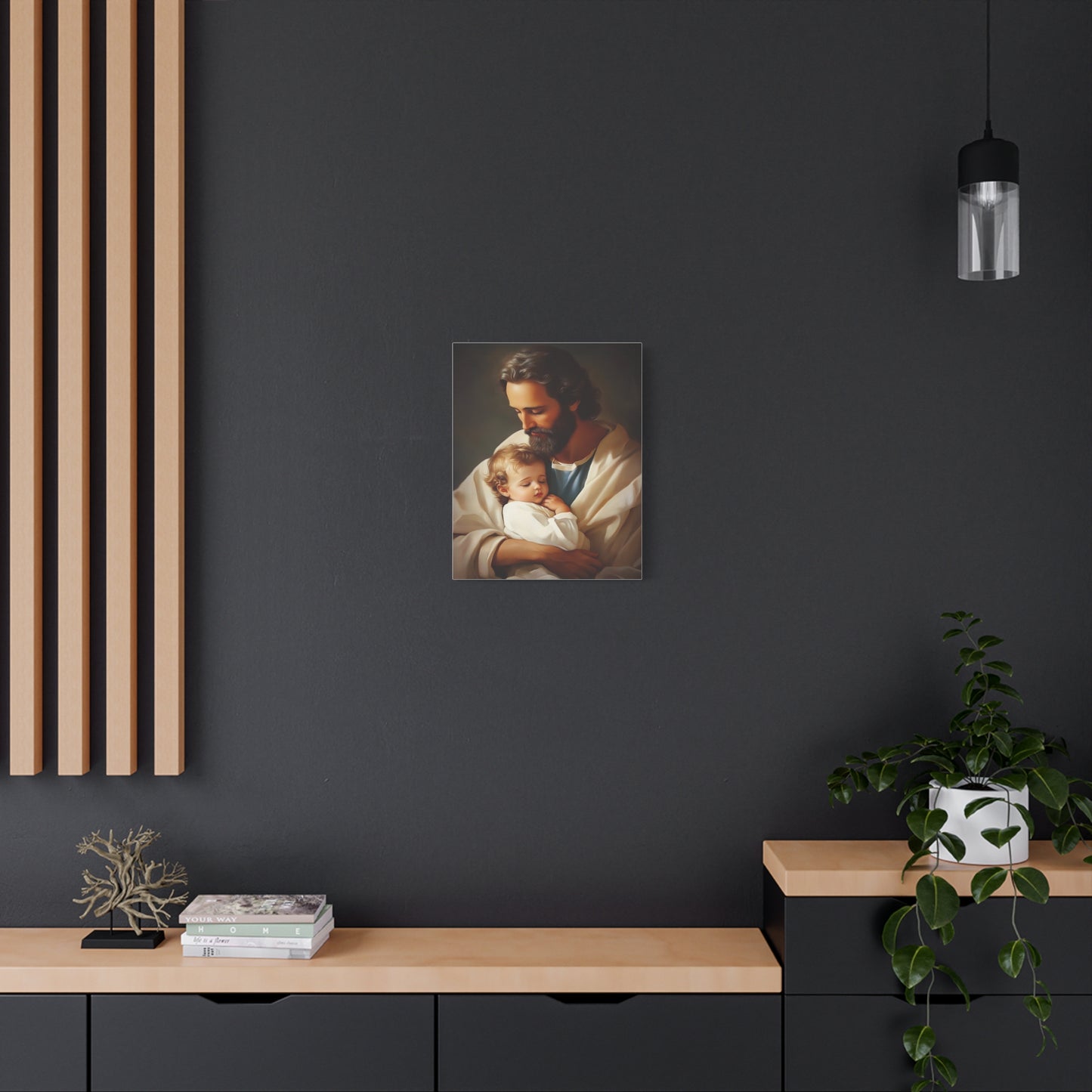 St. Joseph and Jesus Catholic Canvas Wall Art, Christian Decor