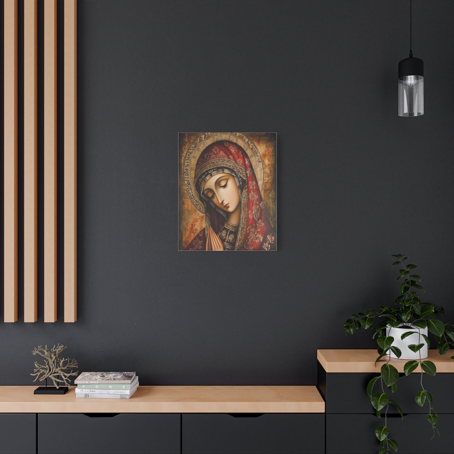Holy Mary Icon in Byzantine Style - Canvas Wall Art, Christian Decor
