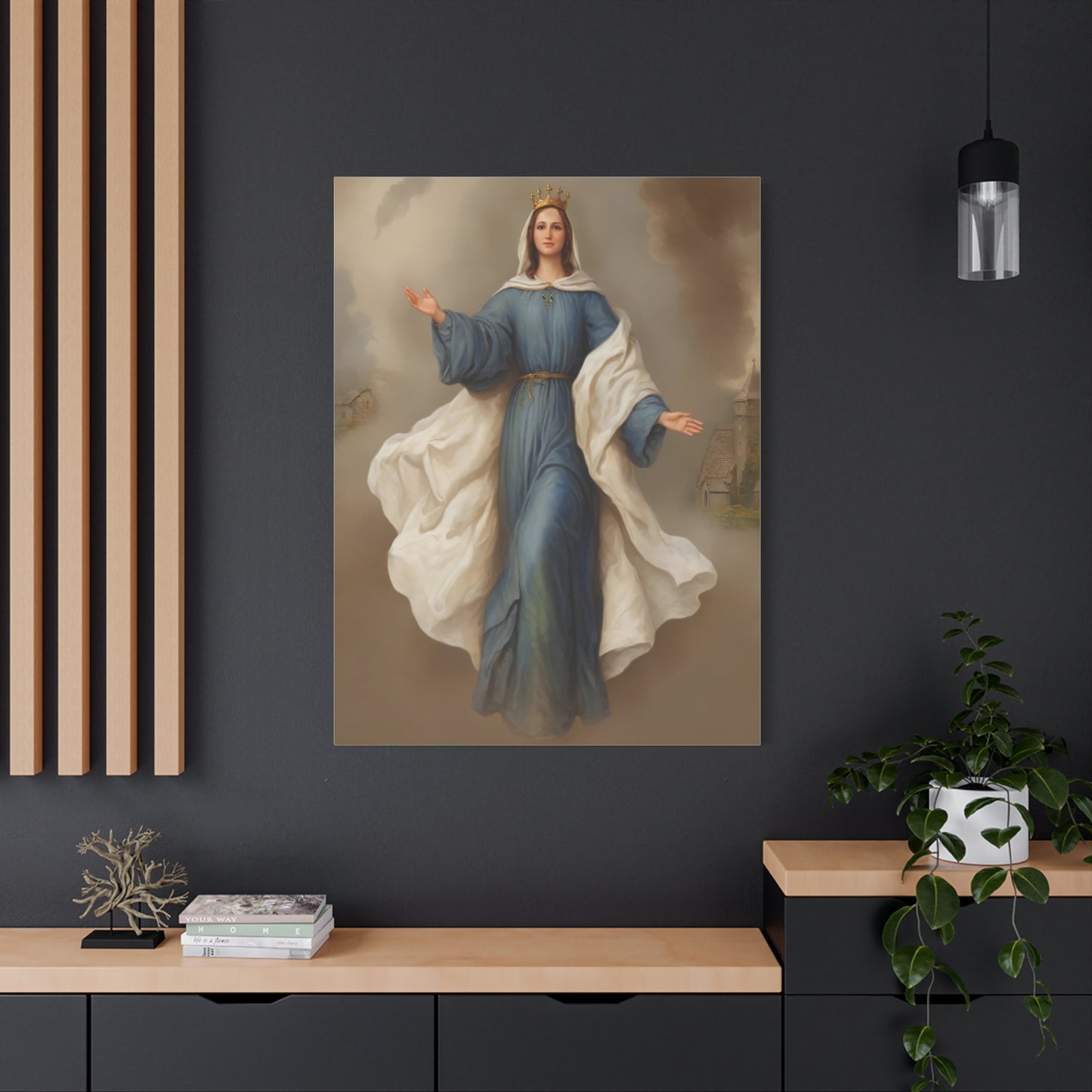 Mother Mary Our Lady of Knock Catholic Canvas Wall Art, Christian Decor