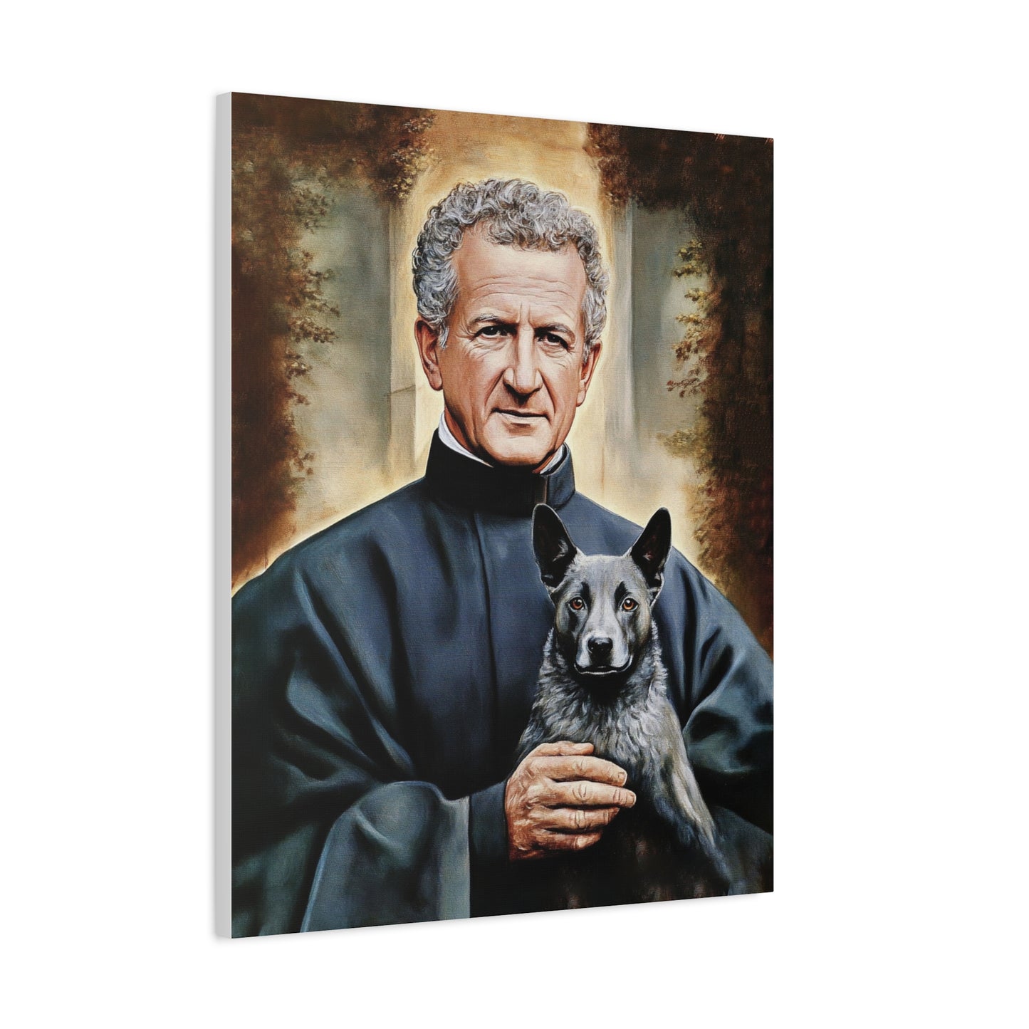 St. John Bosco and Grigio Catholic Canvas Wall Art, Christian Decor