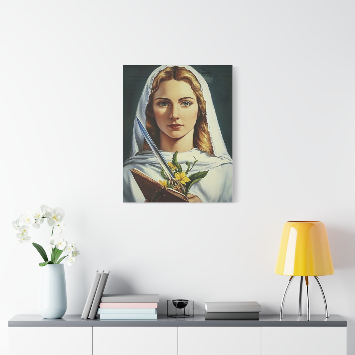 St. Dymphna Catholic Canvas Wall Art, Christian Decor