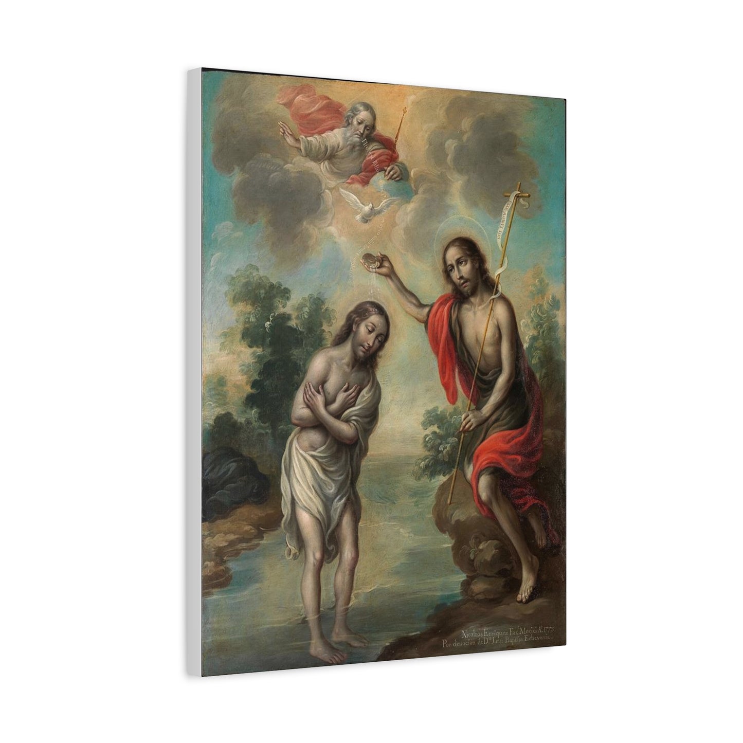 The Baptism of Christ Jesus Catholic HQ Print on Canvas Ready To Hang - Virgin Mary Canvas