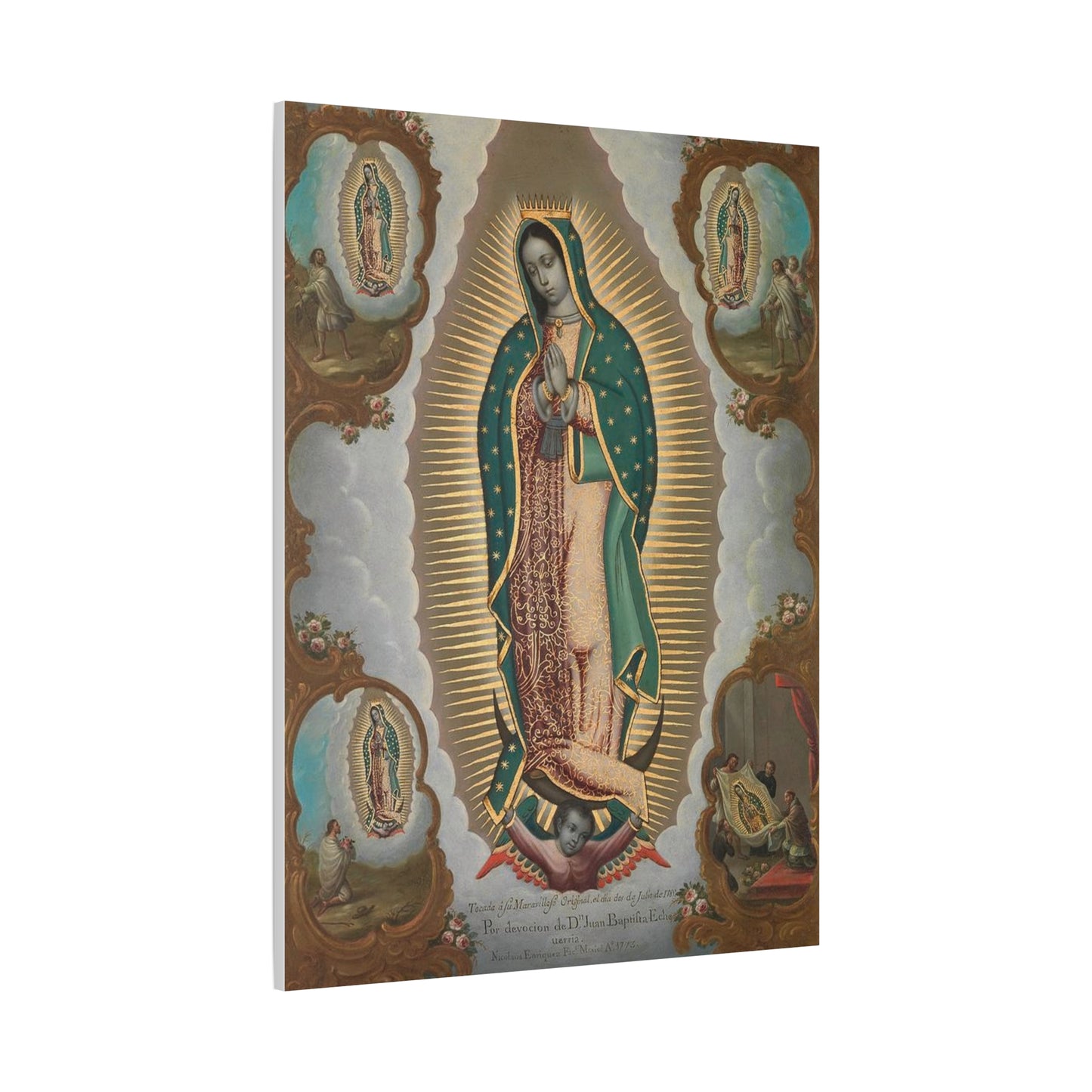 The Virgin of Guadalupe with the Four Apparitions Catholic HQ Print on Canvas Ready To Hang - Virgin Mary Canvas