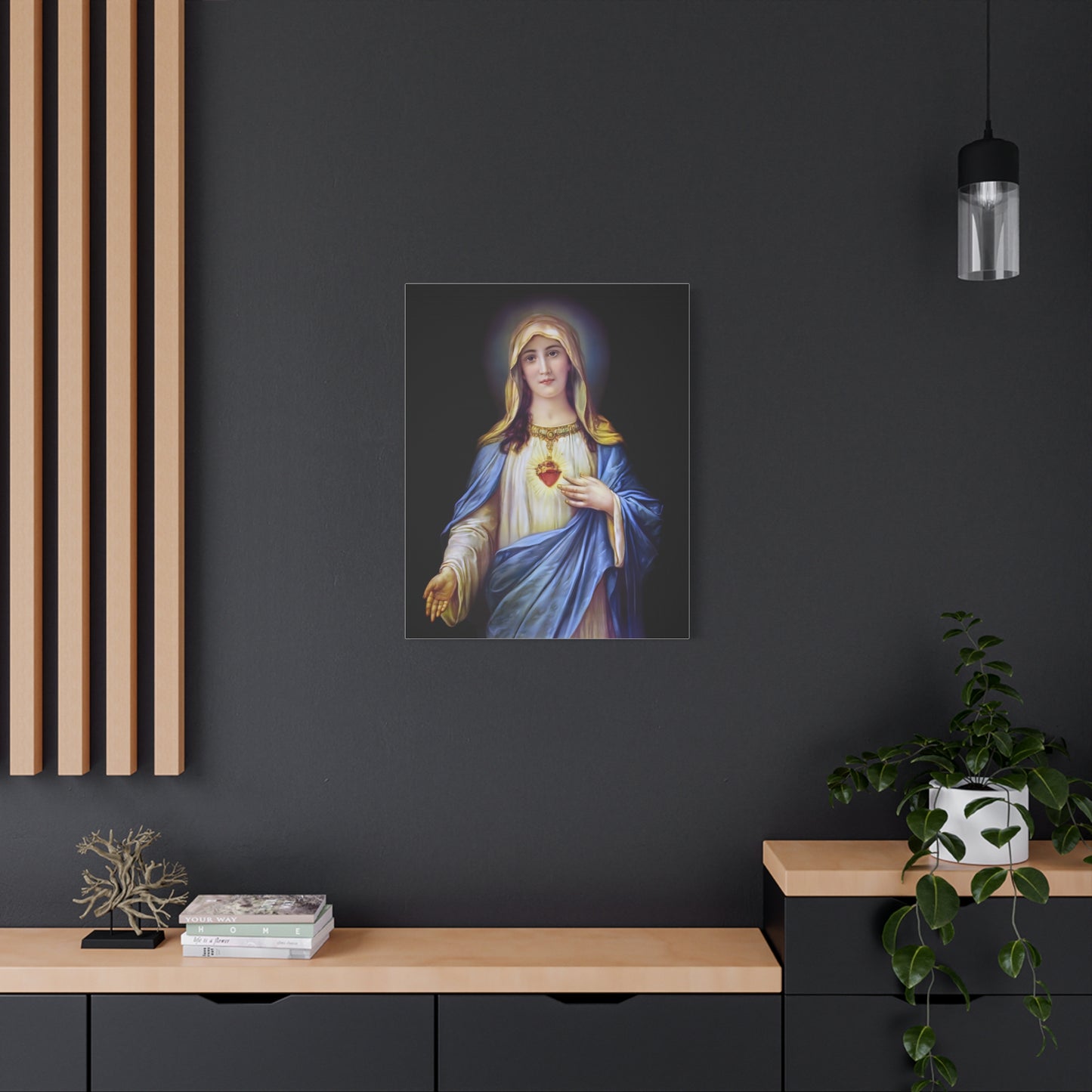 Immaculate Heart Mother Mary - Catholic Canvas Wall Art, Christian Decor