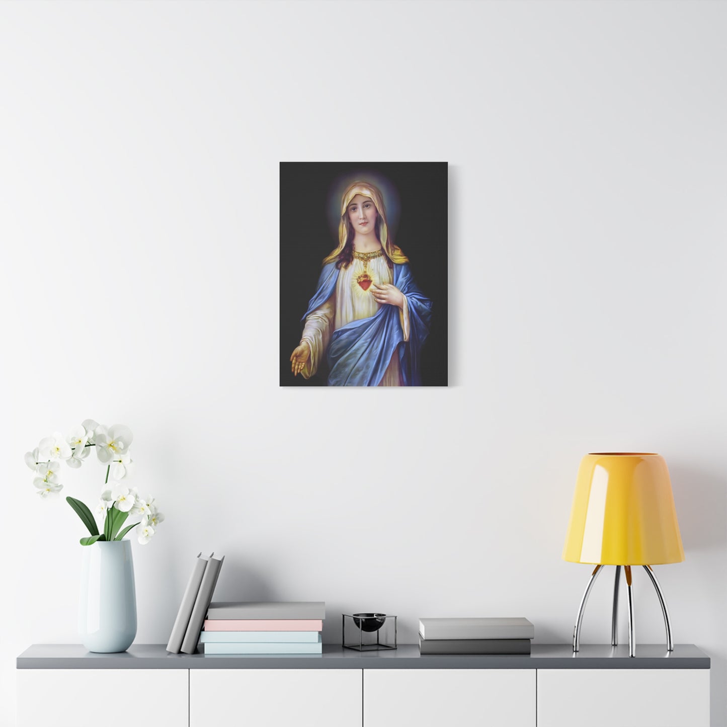 Immaculate Heart Mother Mary - Catholic Canvas Wall Art, Christian Decor