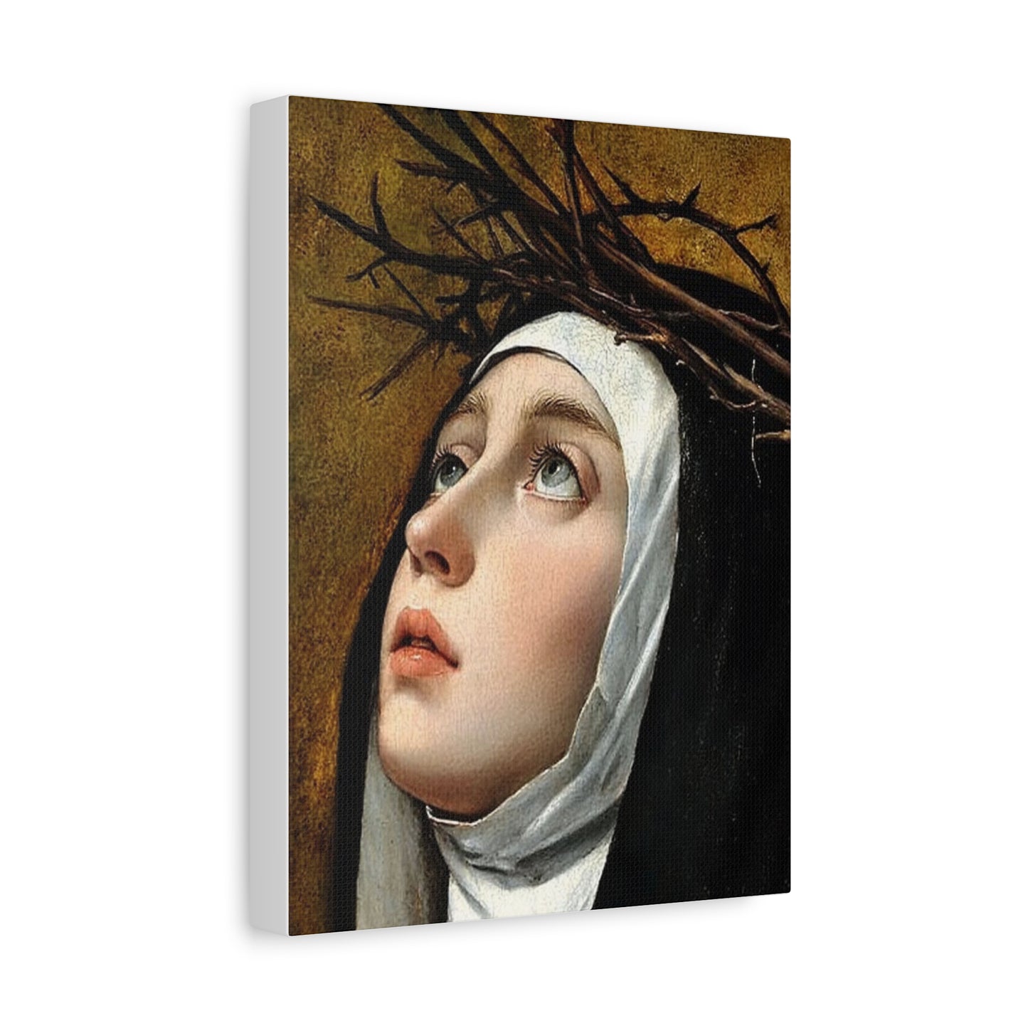 St. Catherine of Siena with Thorns Catholic Canvas Wall Art, Christian Decor